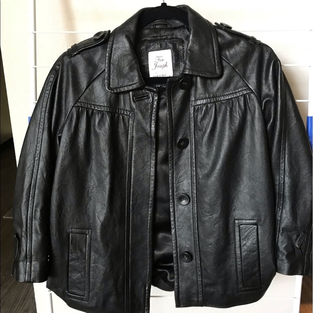 For Joseph black leather collared jacket size XS